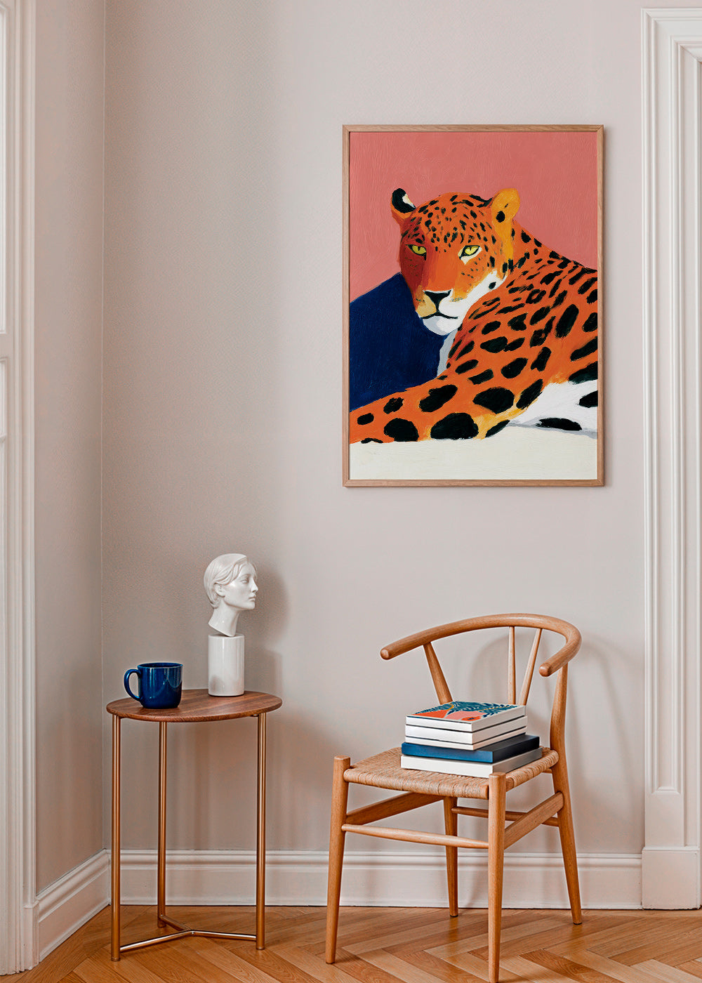 Cuadro leopardo acostado sobre fondo rosa – Product2