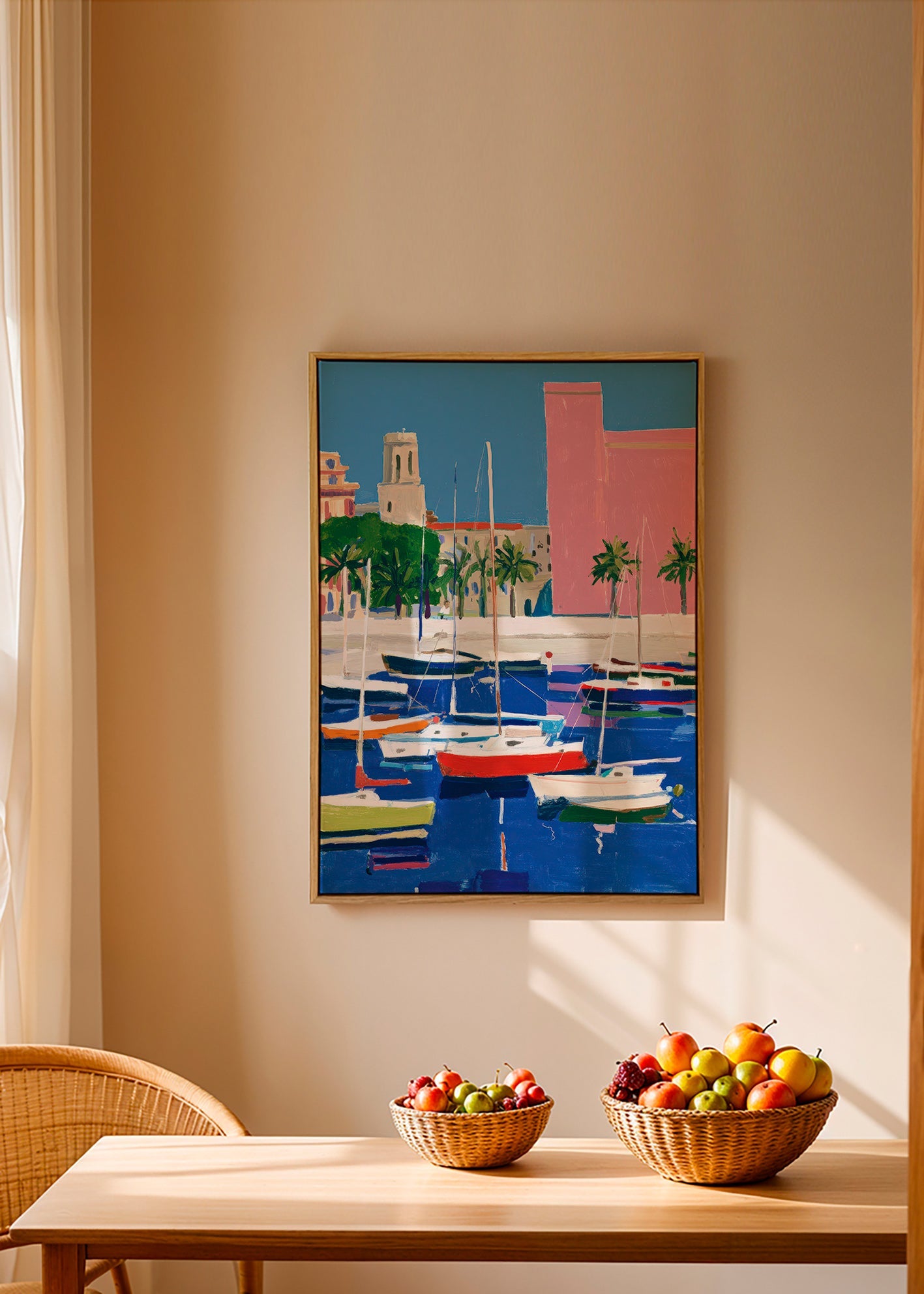 Cuadro de paisaje: puerto en tonos pastel – Canvas1