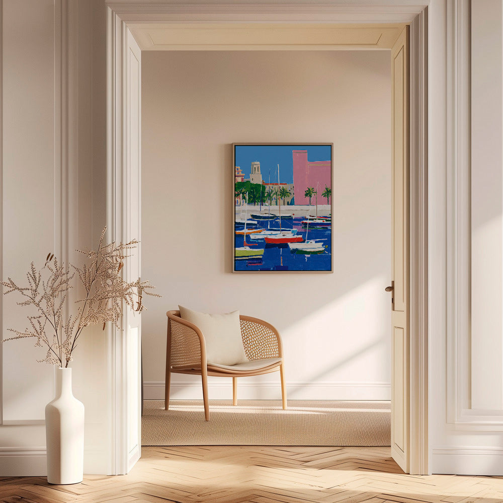 Cuadro de paisaje: puerto en tonos pastel – Canvas2