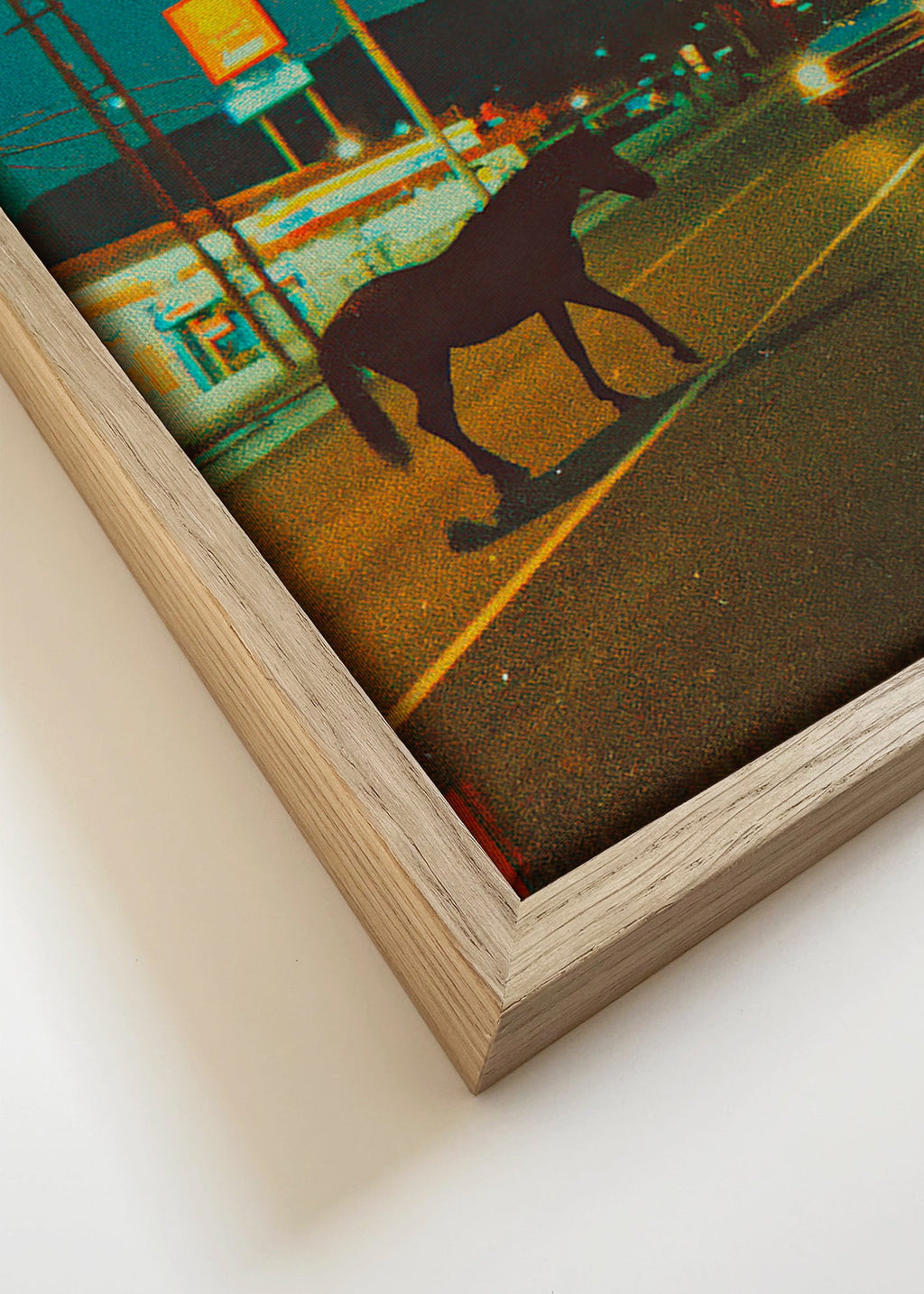 Cuadro caballo nocturno en carretera – Canvas detail