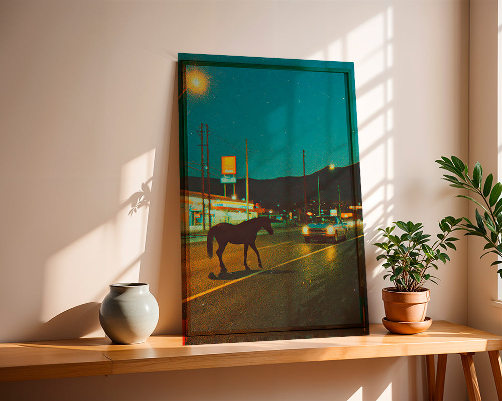 Cuadro caballo nocturno en carretera – Product2