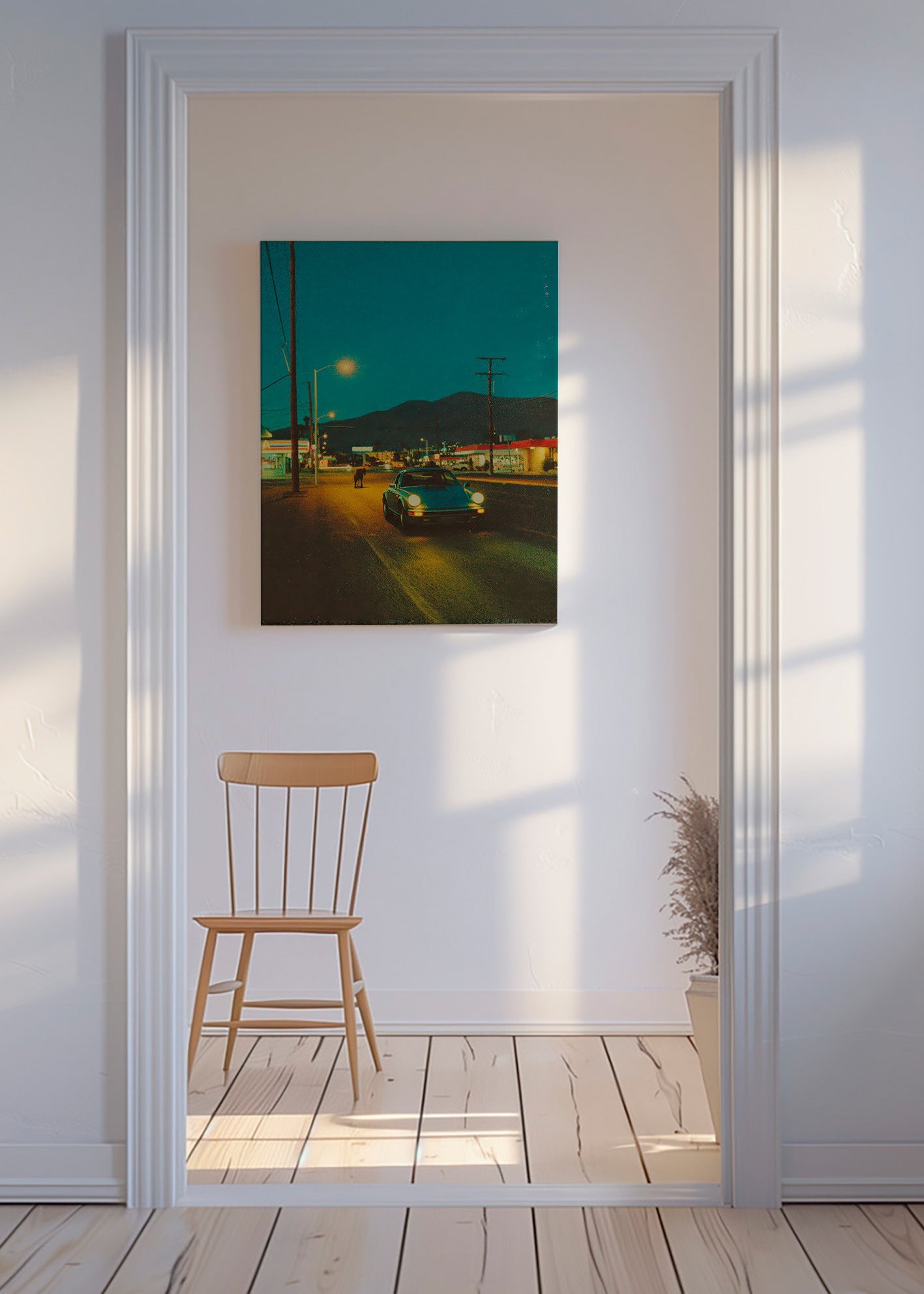 Cuadro de paisaje: carretera desértica nocturna – Canvas