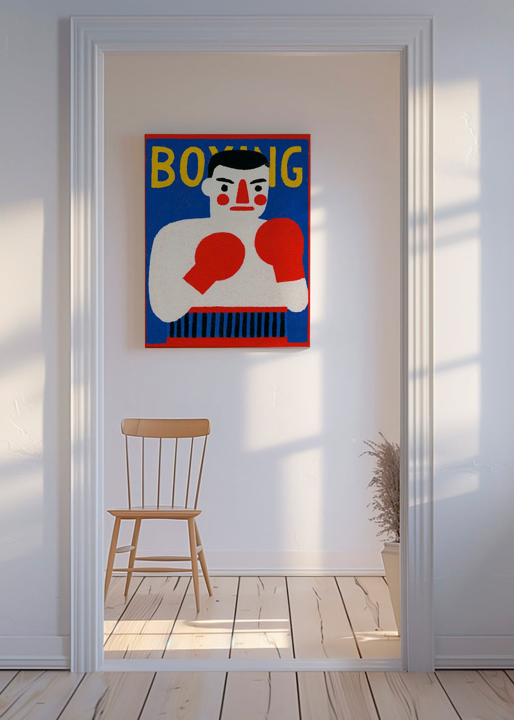Cuadro deportivo con boxeador ilustrado – Canvas