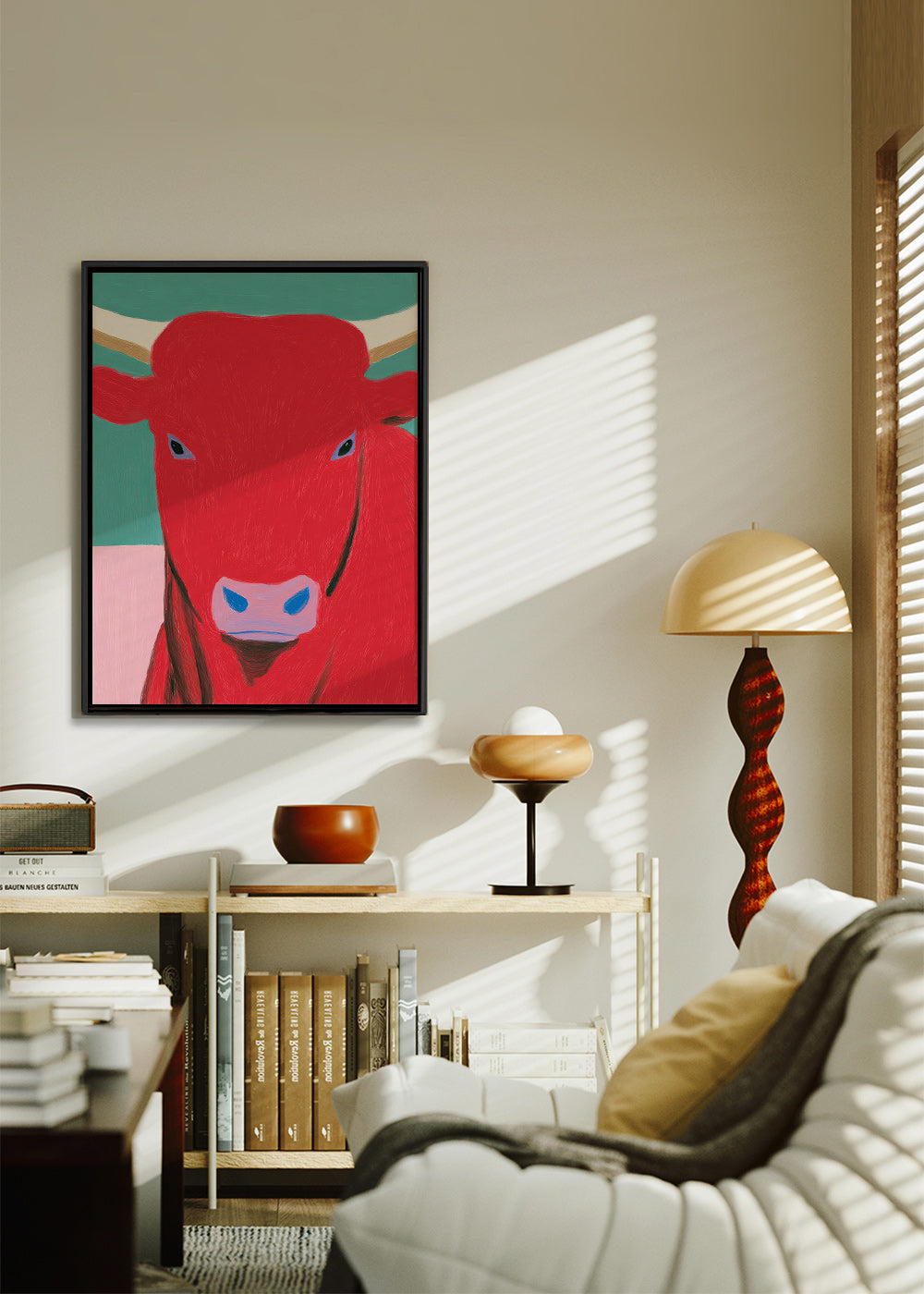 Cuadro toro rojo: retrato pictórico moderno – Canvas2