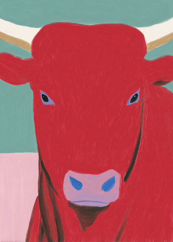 Cuadro toro rojo: retrato pictórico moderno