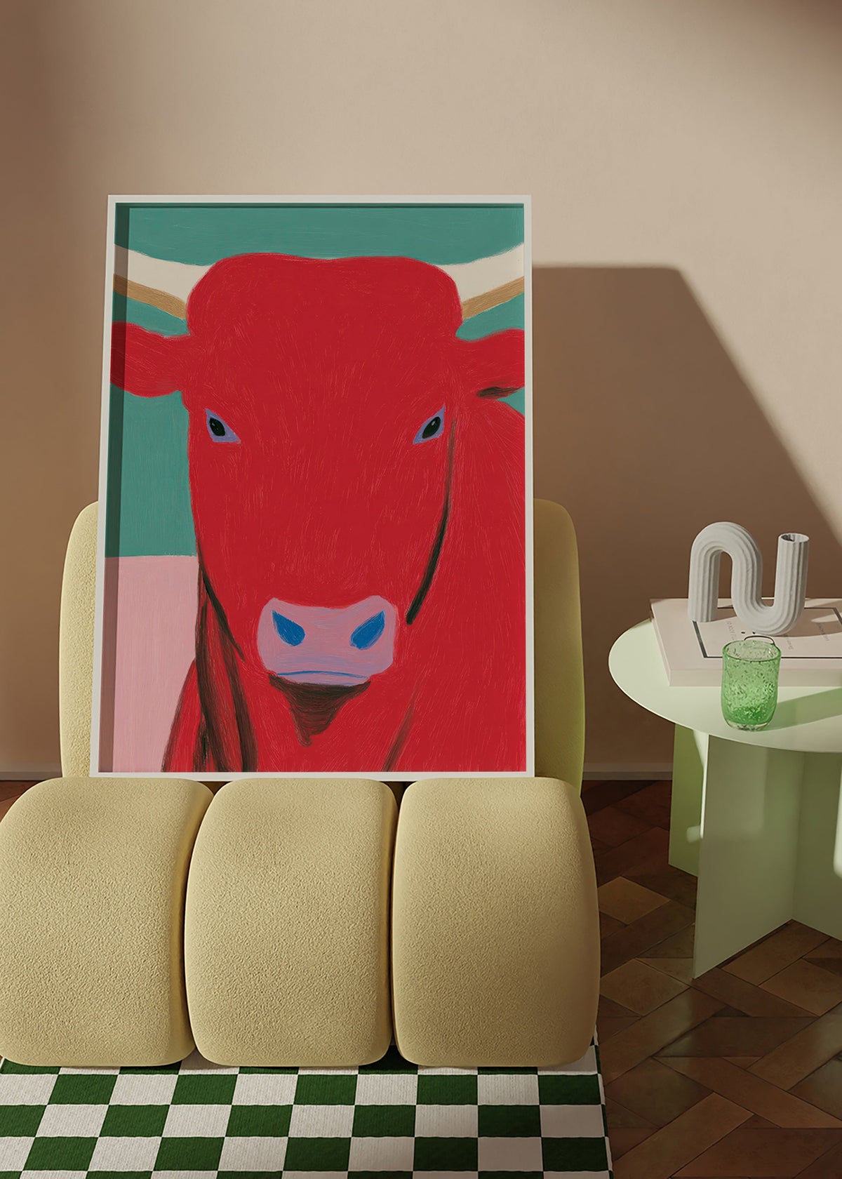 Cuadro toro rojo: retrato pictórico moderno – Product1