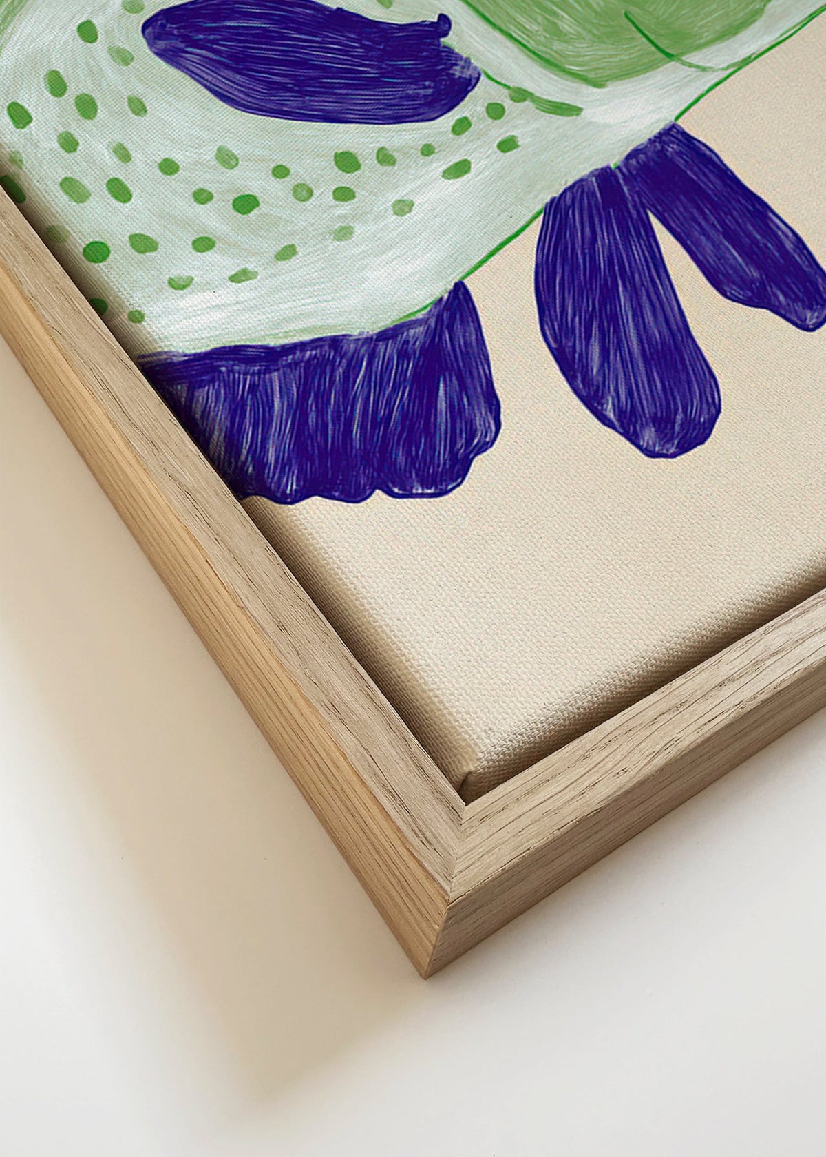 Cuadro pez verde con trazo azul – Canvas detail