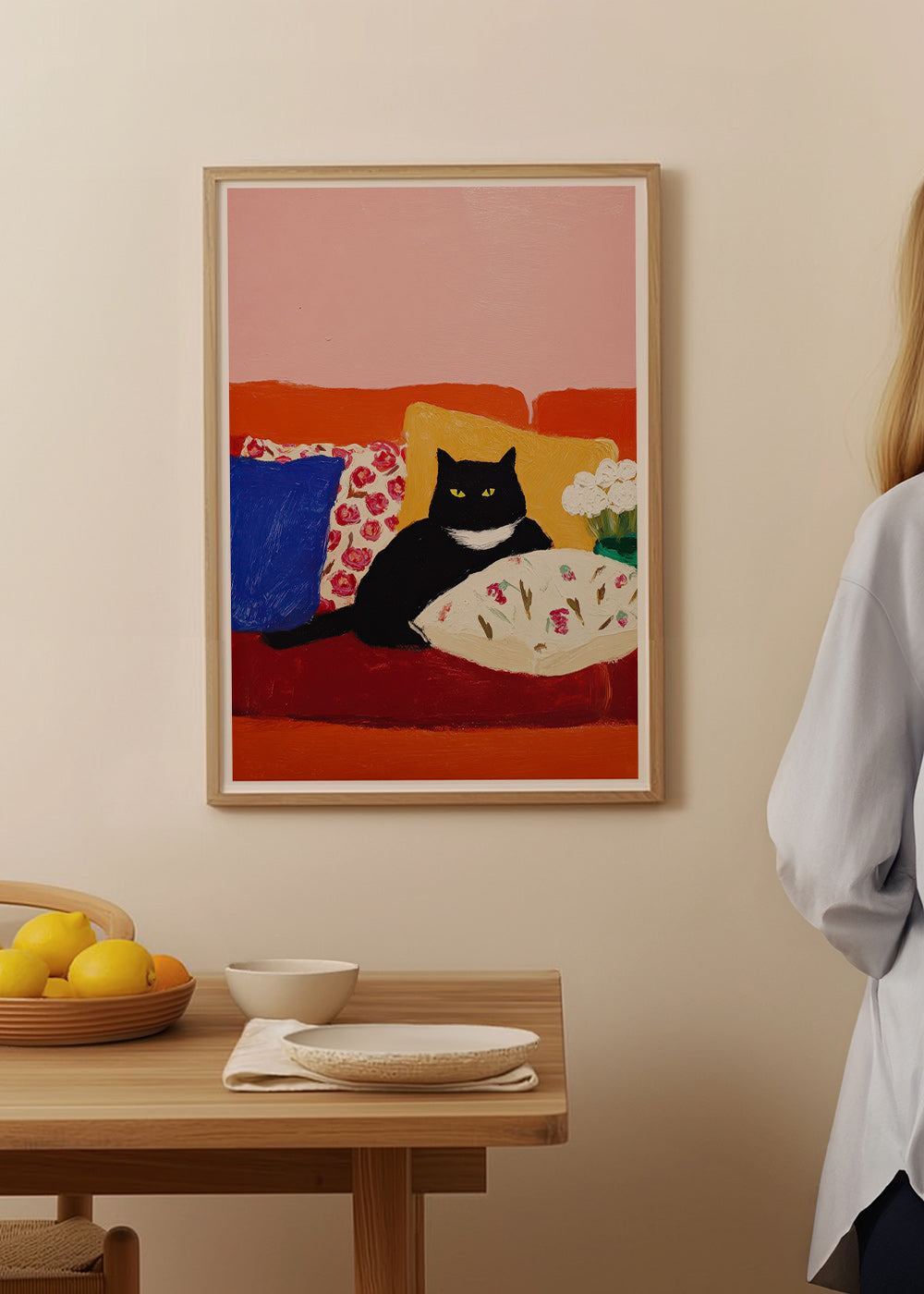 Cuadro gato negro en sofá ilustrado – Product2