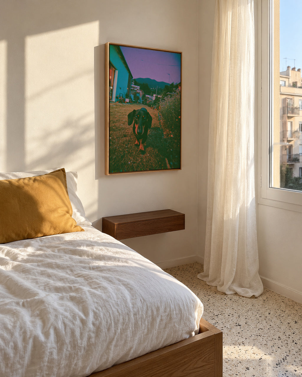 Dog at Dusk - Framed canvas in an interior