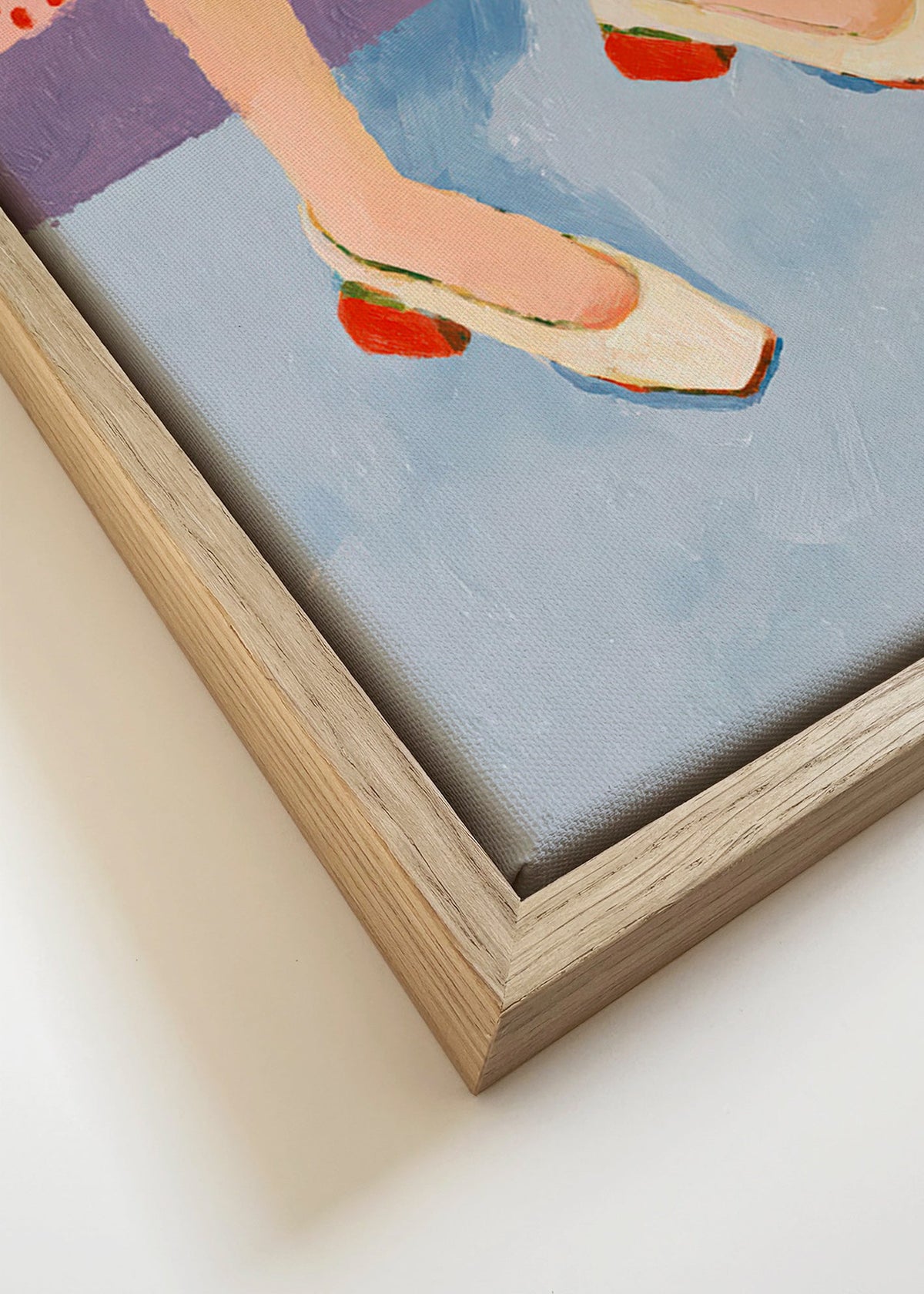Ilustración de zapatos rojos y falda estampada – Canvas detail
