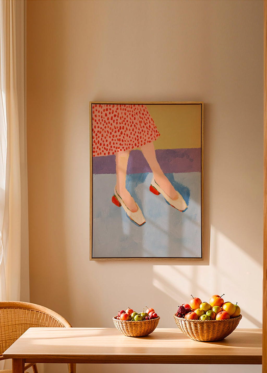 Ilustración de zapatos rojos y falda estampada – Canvas1