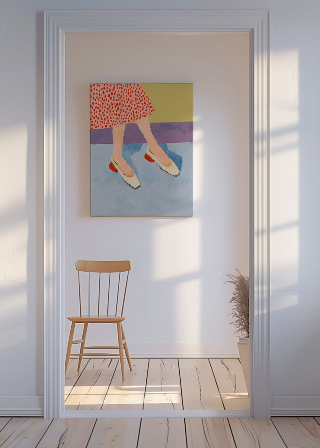 Ilustración de zapatos rojos y falda estampada – Canvas