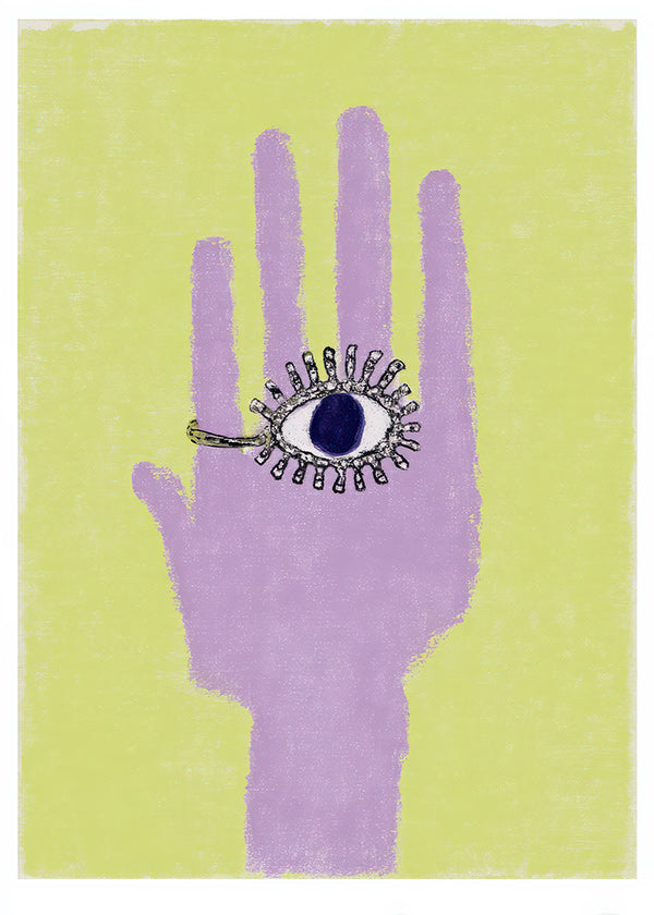 Ilustración de mano con ojo en la palma
