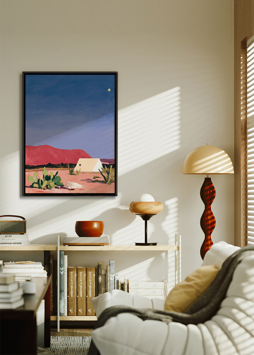 Cuadro de paisaje: desierto con tienda y cactus – Canvas2