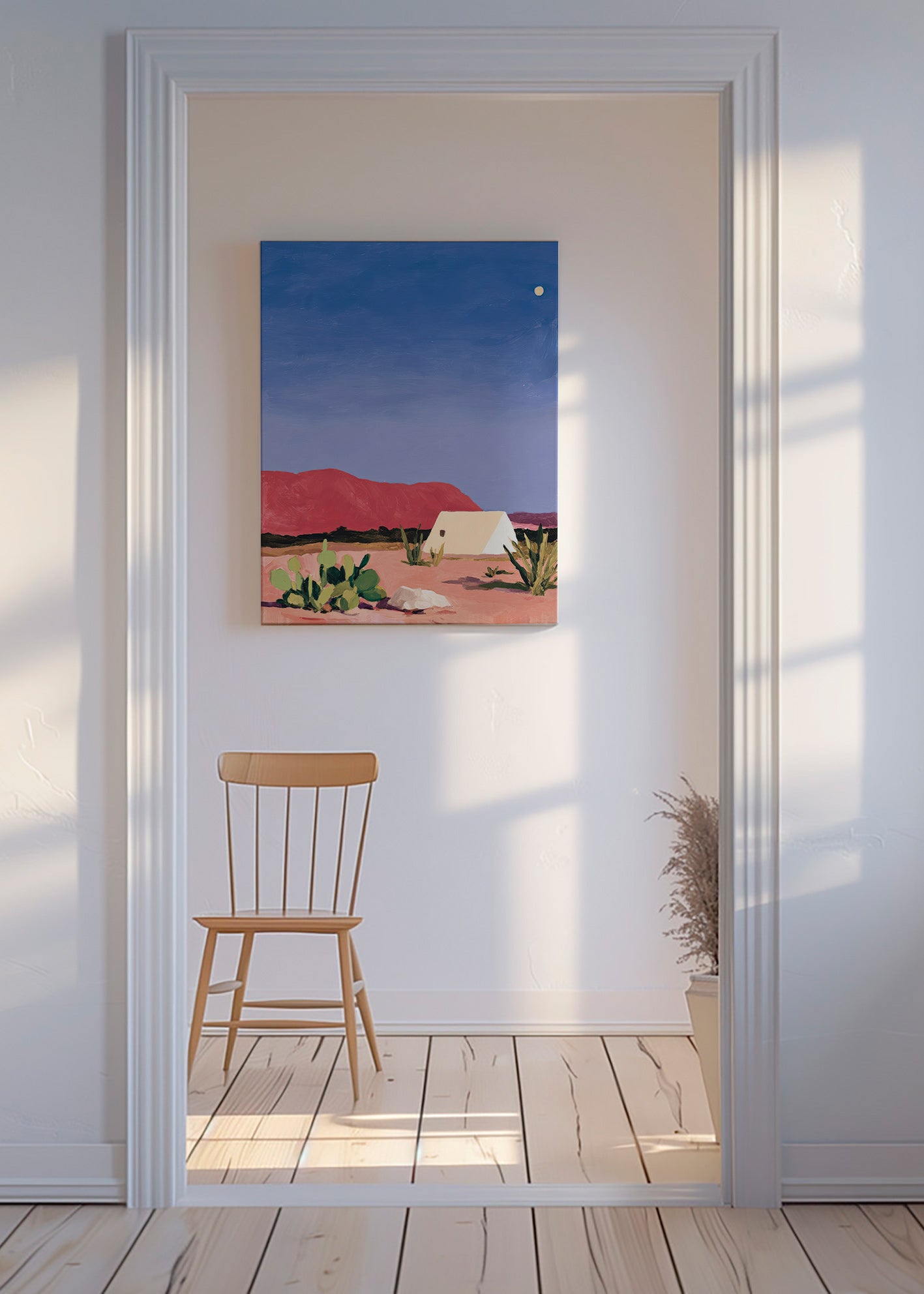 Cuadro de paisaje: desierto con tienda y cactus – Canvas