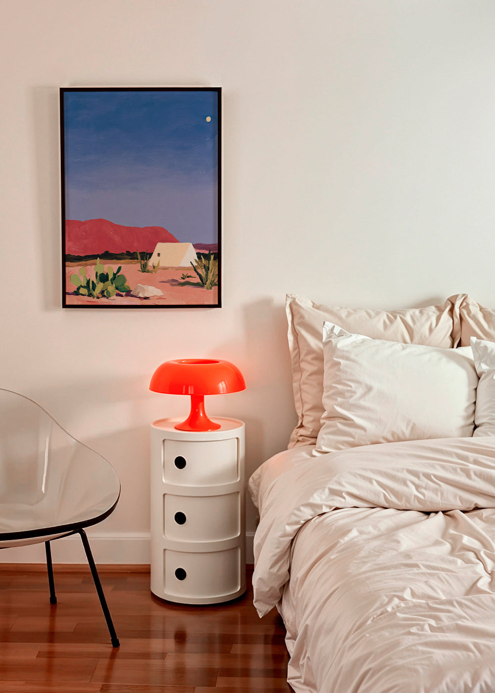 Cuadro de paisaje: desierto con tienda y cactus – Product1