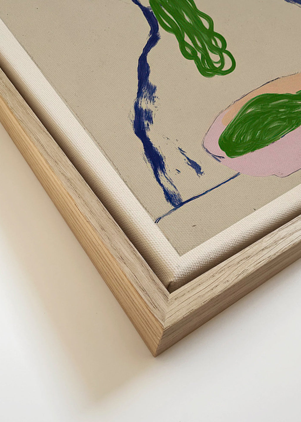 Cuadro de cocina con perro comiendo fideos – Canvas detail
