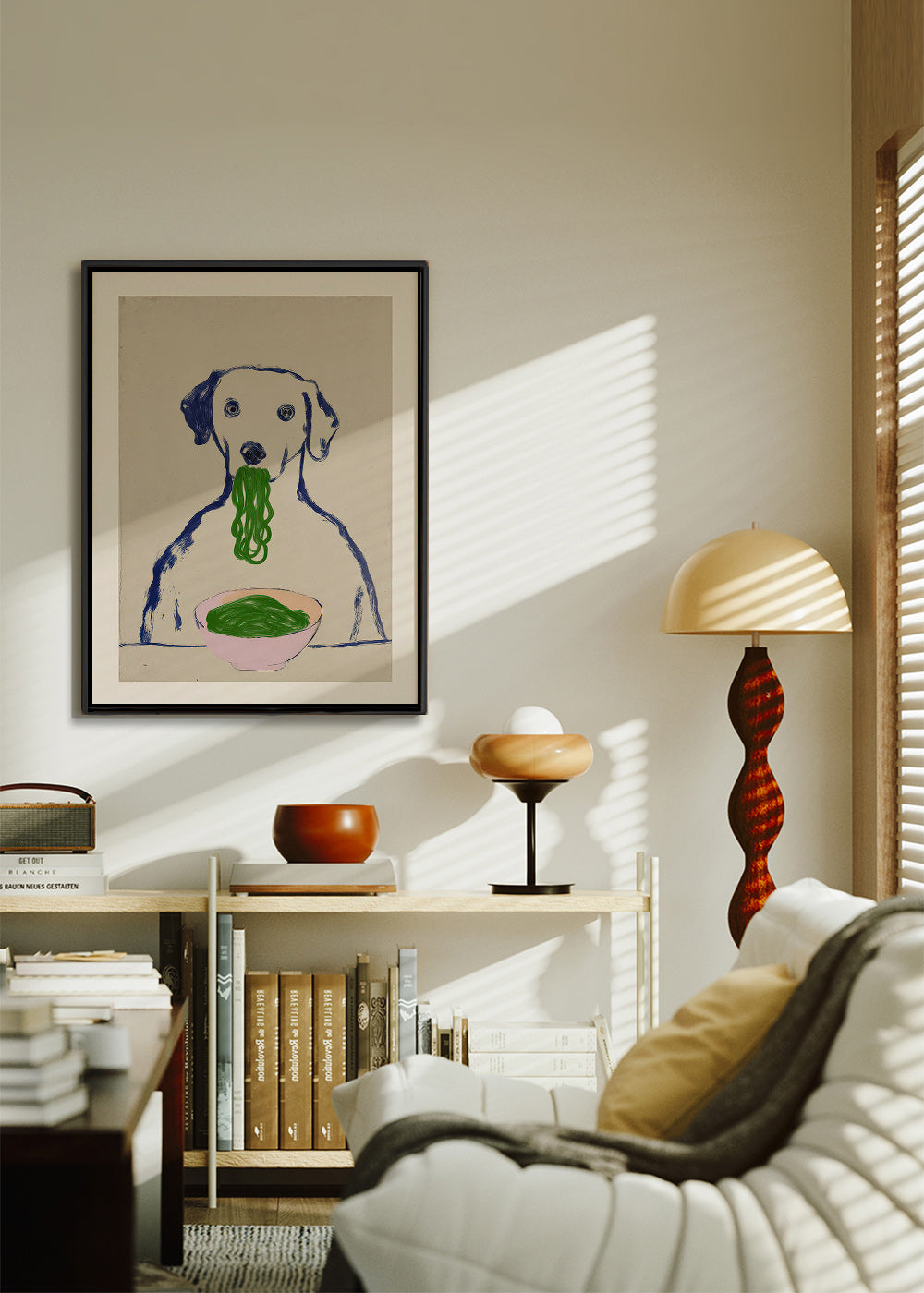 Cuadro de cocina con perro comiendo fideos – Canvas2