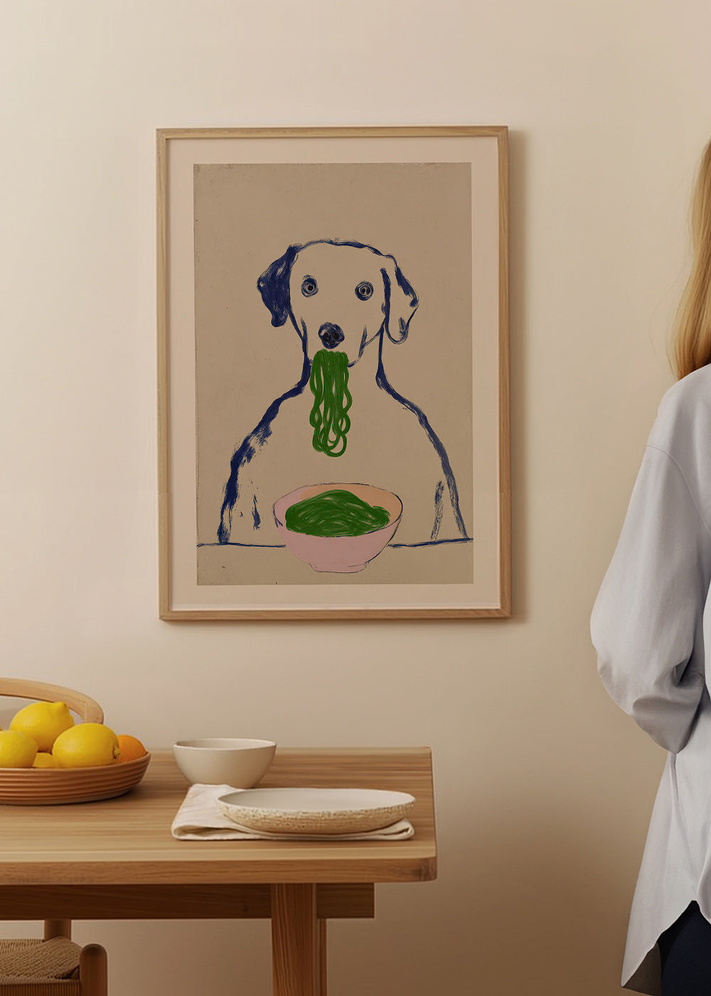 Cuadro de cocina con perro comiendo fideos – Product2