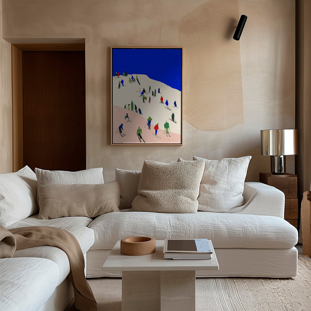 Cuadro de paisaje con esquiadores y cielo azul – Canvas1