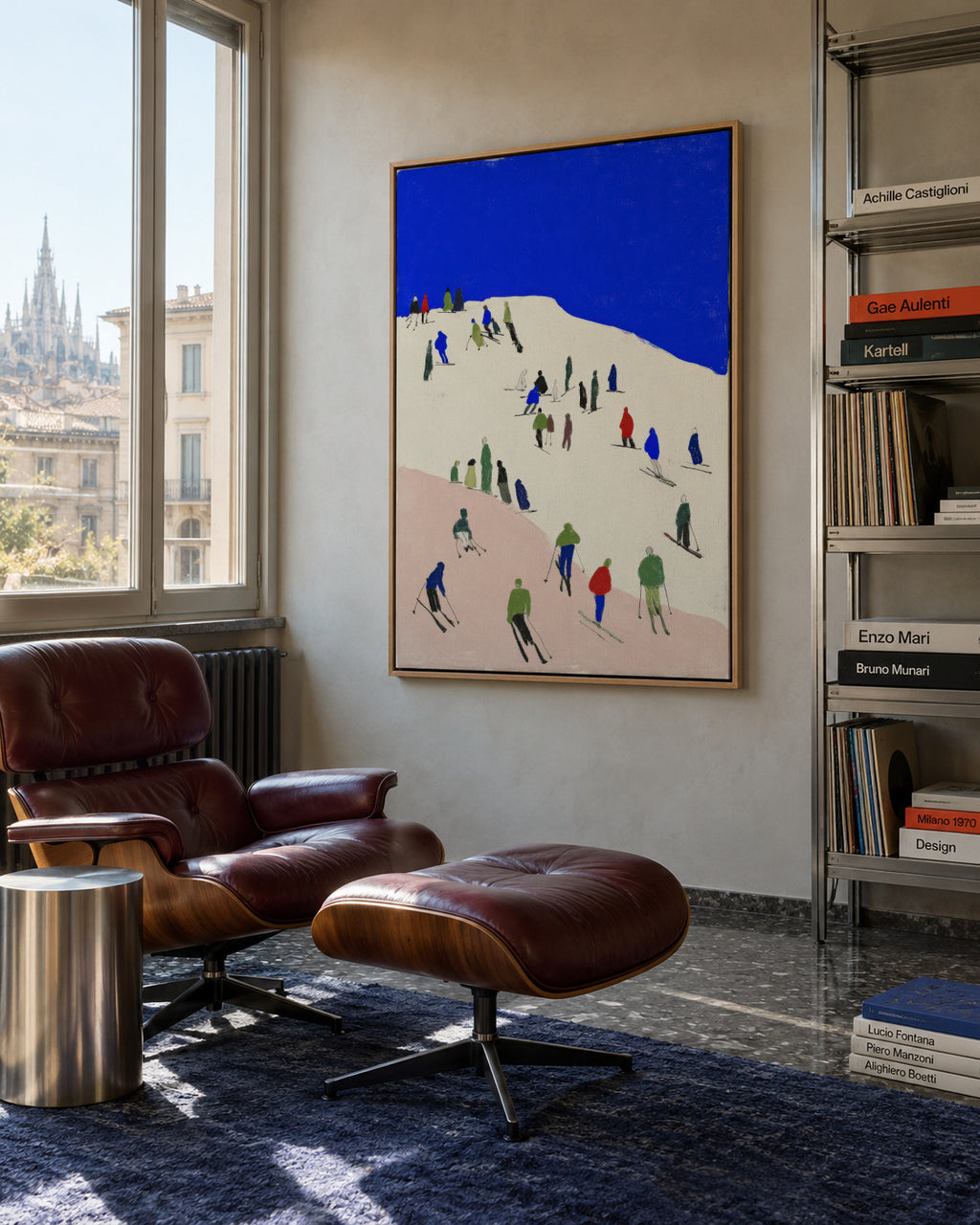 Blue Slopes - Framed canvas in an interior