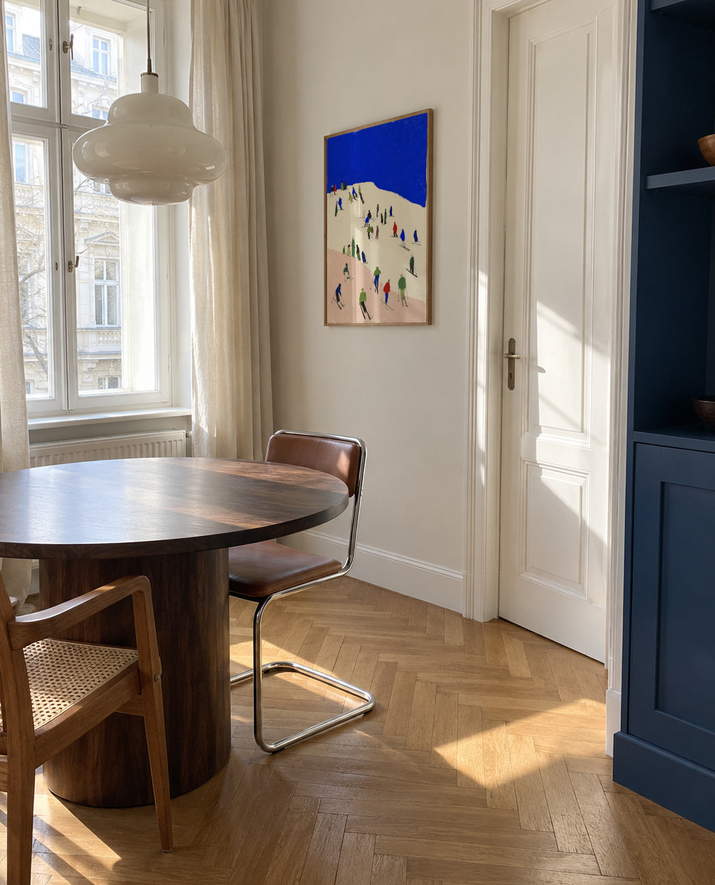 Blue Slopes - Framed poster in an interior