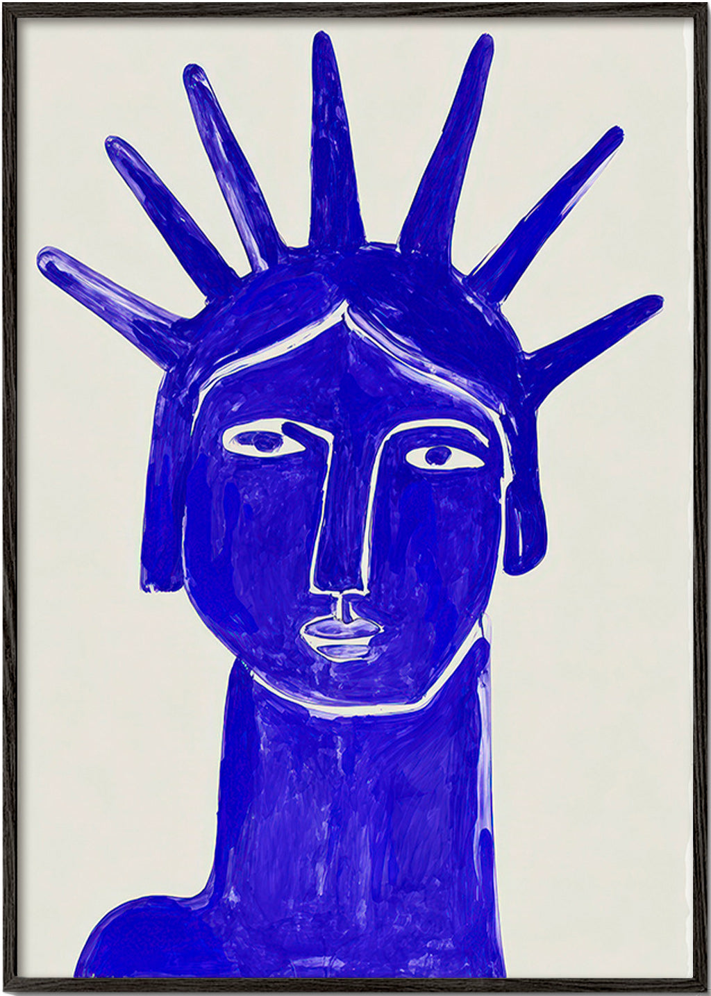 Ilustración rostro azul expresivo – Black Frame