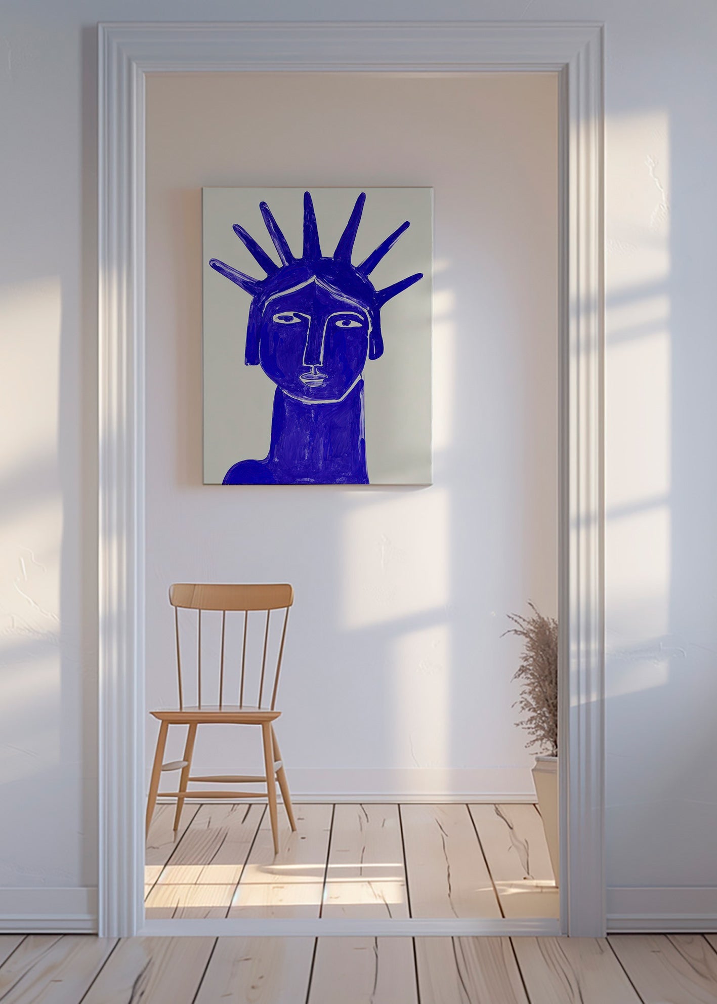 Ilustración rostro azul expresivo – Canvas