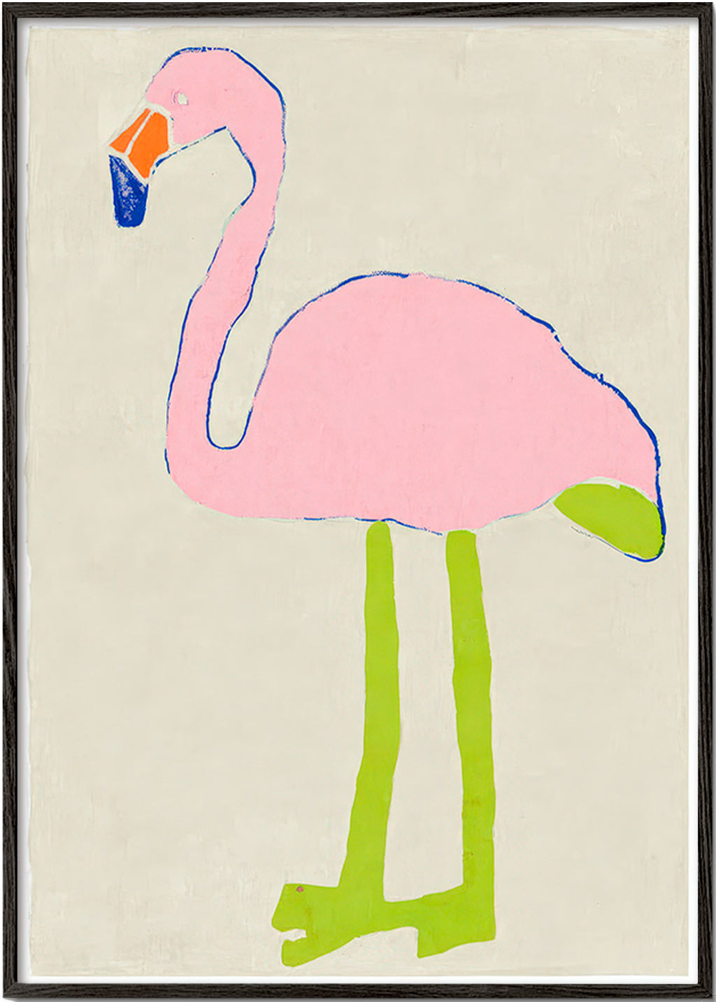 Cuadro flamenco rosa minimal – Black Frame