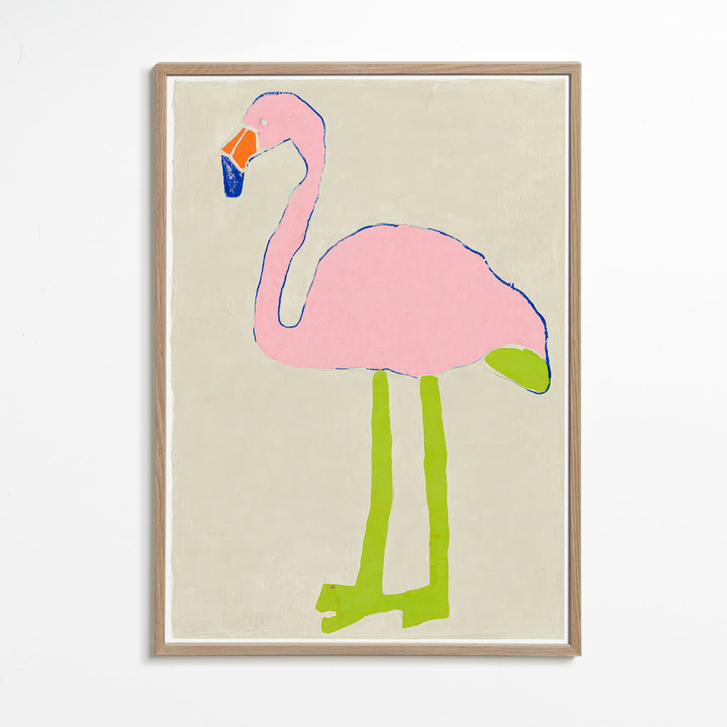 Cuadro flamenco rosa minimal – Oak Frame