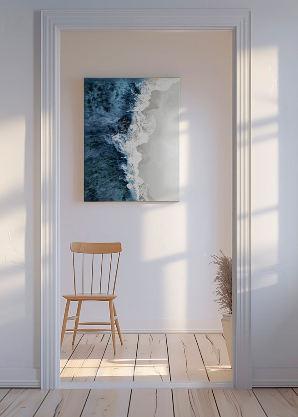 Cuadro de paisaje con oleaje aéreo y espuma gráfica – Canvas