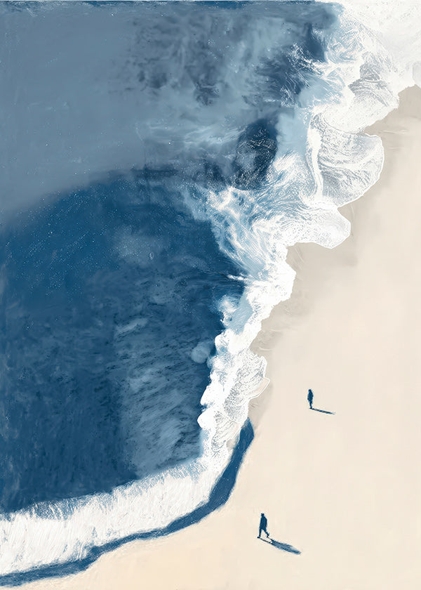 Cuadro de paisaje: oleaje invernal desde el aire