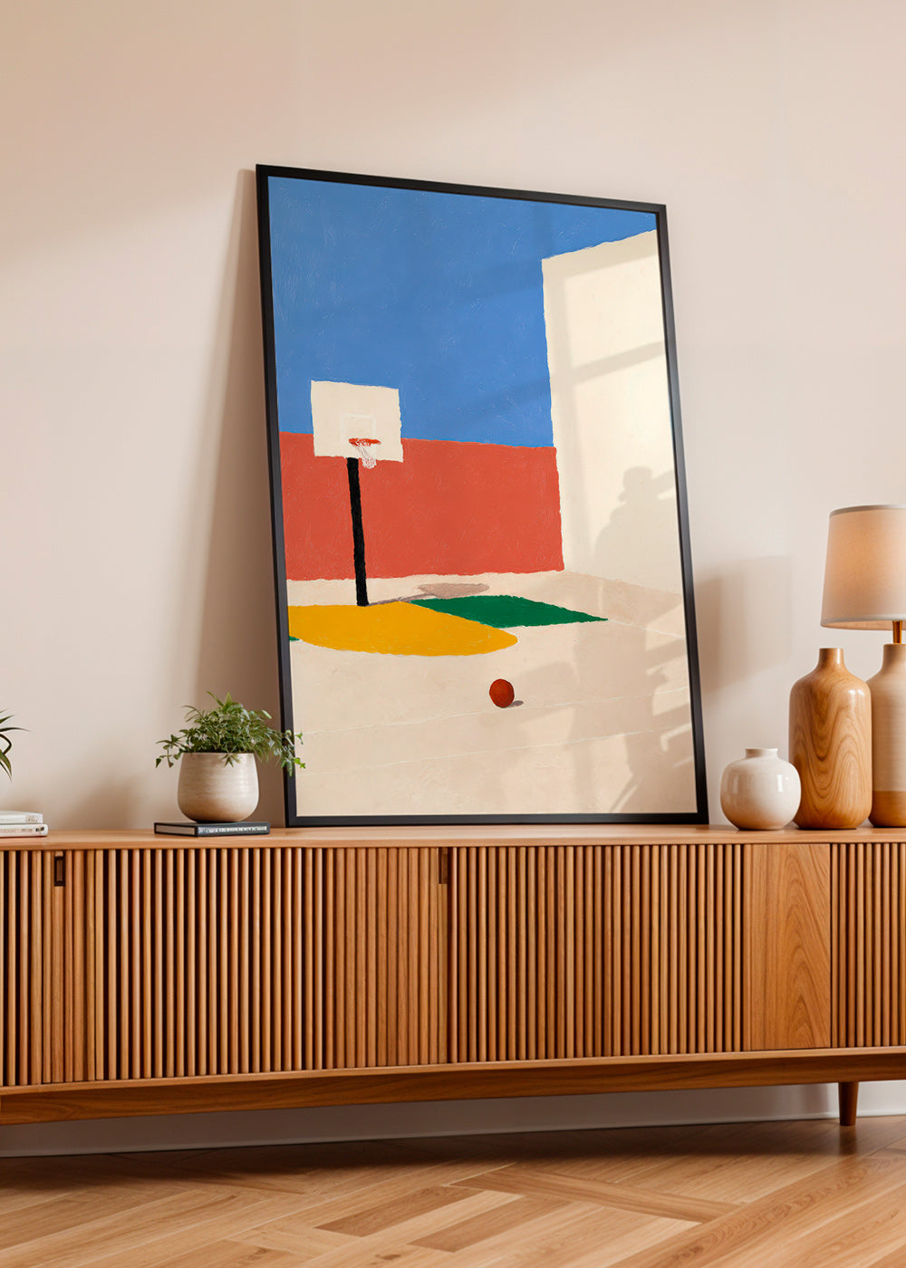 Cuadro deportivo: cancha minimalista con balón – Product2