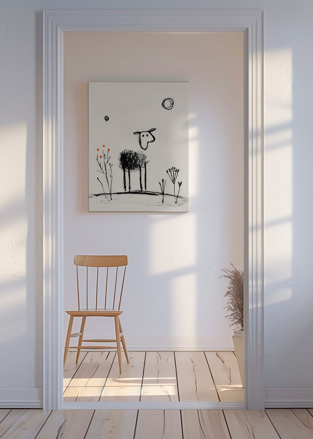 Cuadro oveja minimalista dibujo a mano – Canvas