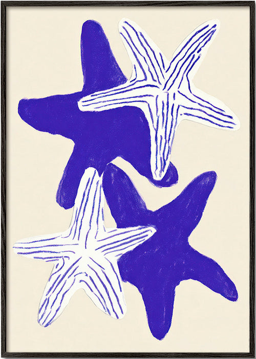 Cuadro estrellas de mar indigo – Black Frame