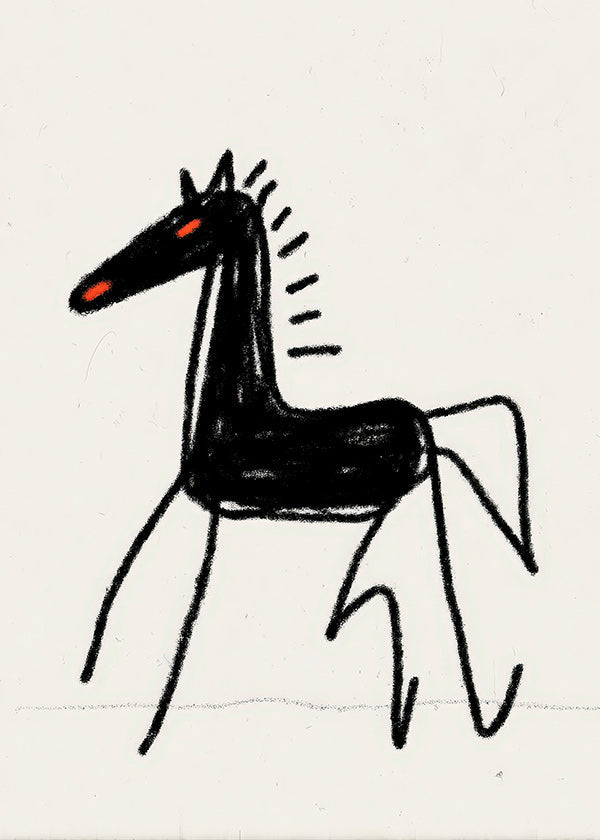 Cuadro caballo esquemático negro