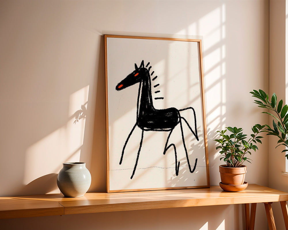 Cuadro caballo esquemático negro – Product2