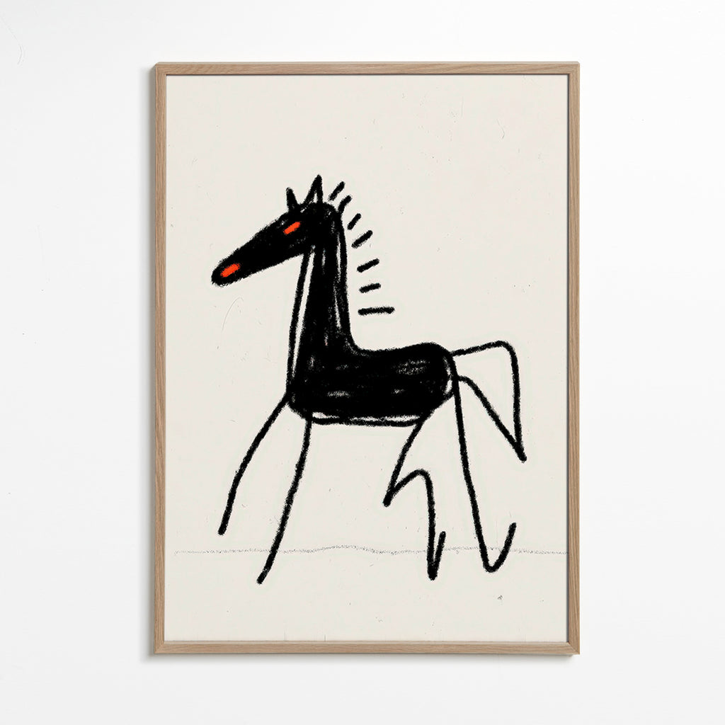 Cuadro caballo esquemático negro – Oak Frame