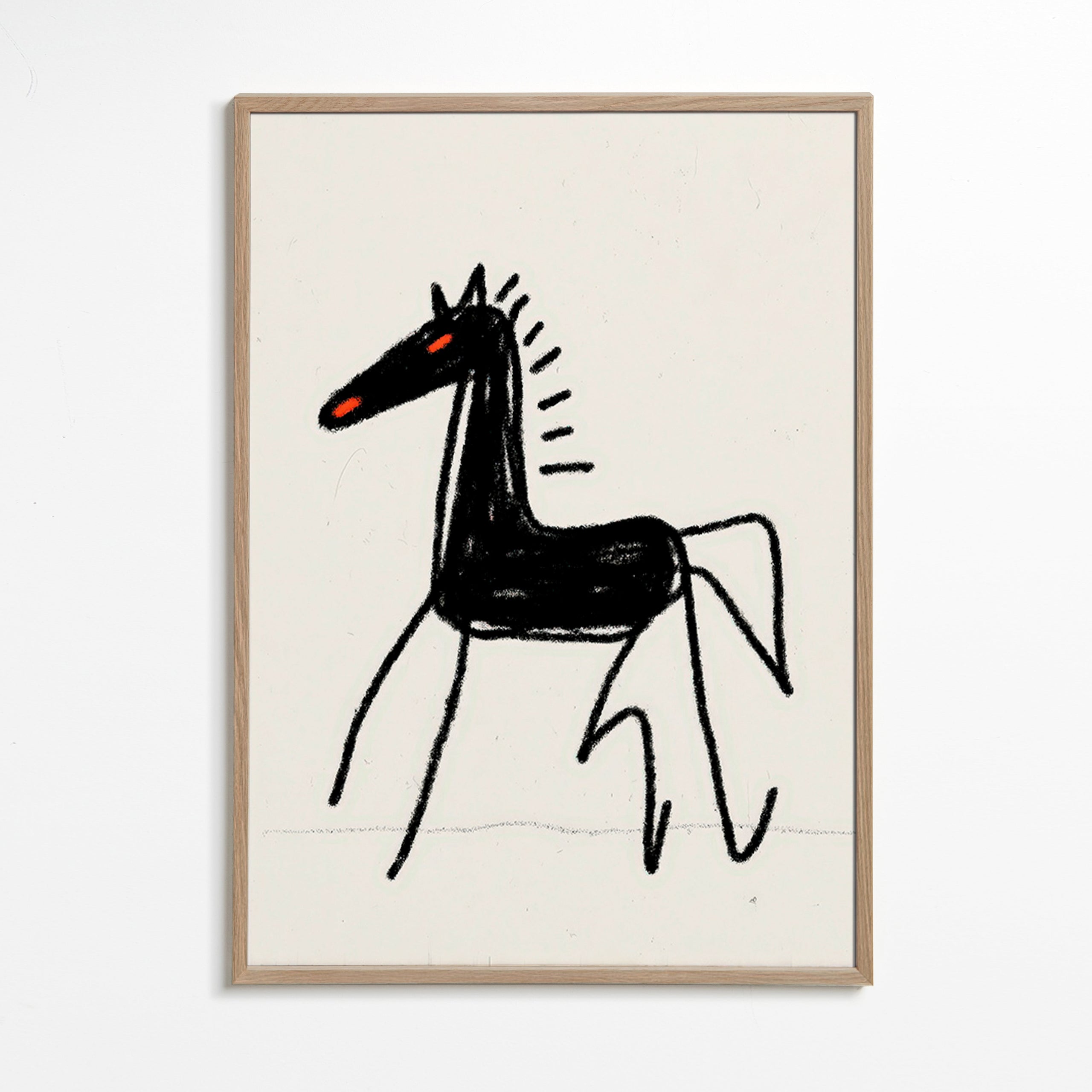 Cuadro caballo esquemático negro – Oak Frame