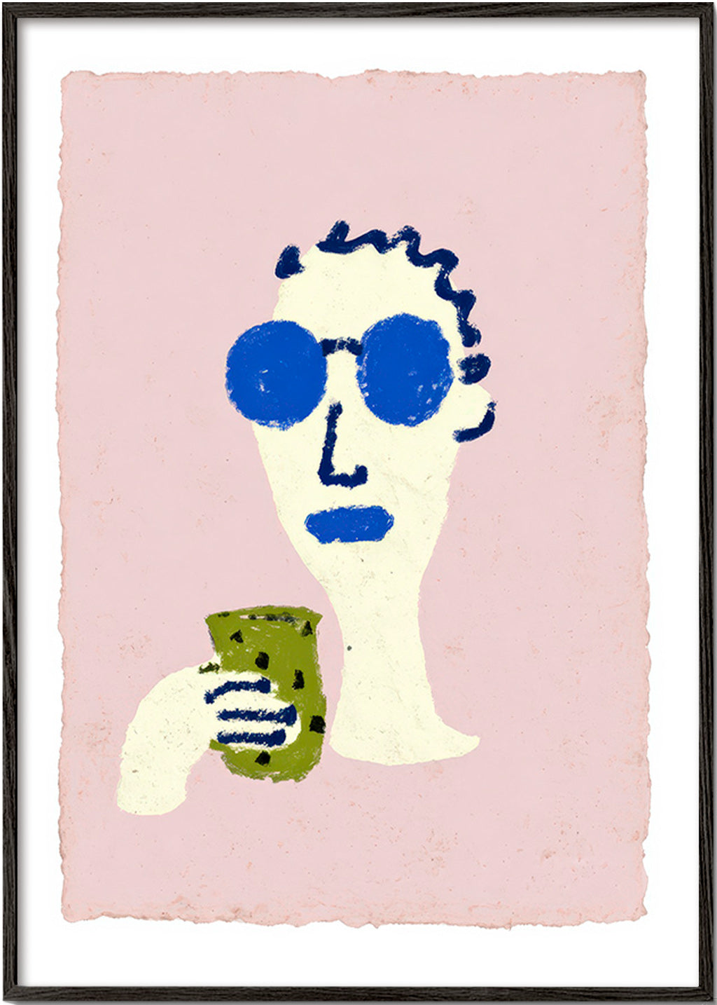 Ilustración de retrato con gafas azules – Black Frame