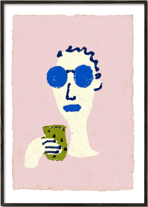 Ilustración de retrato con gafas azules – Black Frame