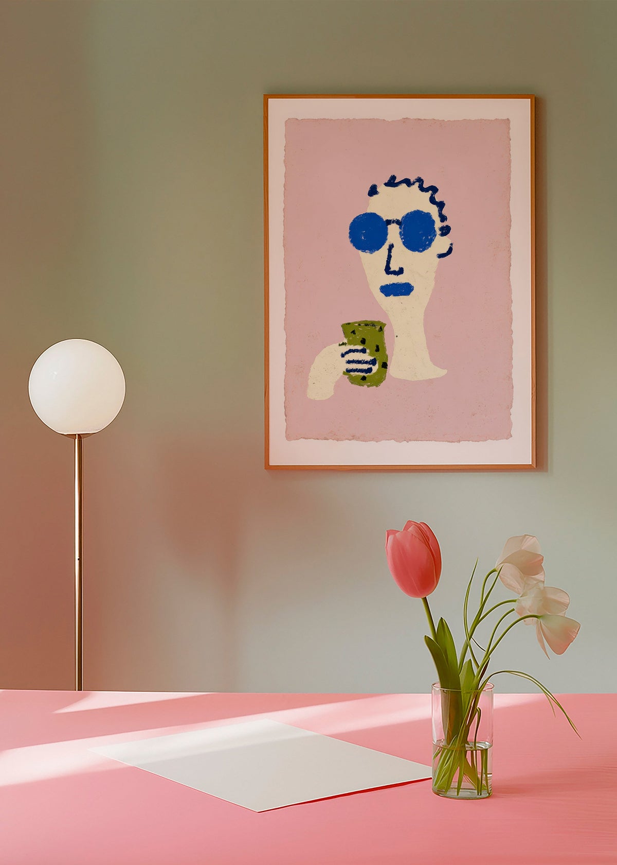 Ilustración de retrato con gafas azules – Product1