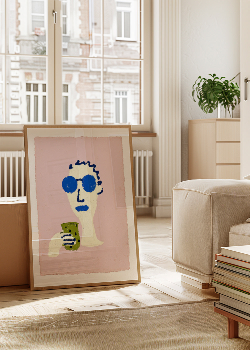 Ilustración de retrato con gafas azules – Product3