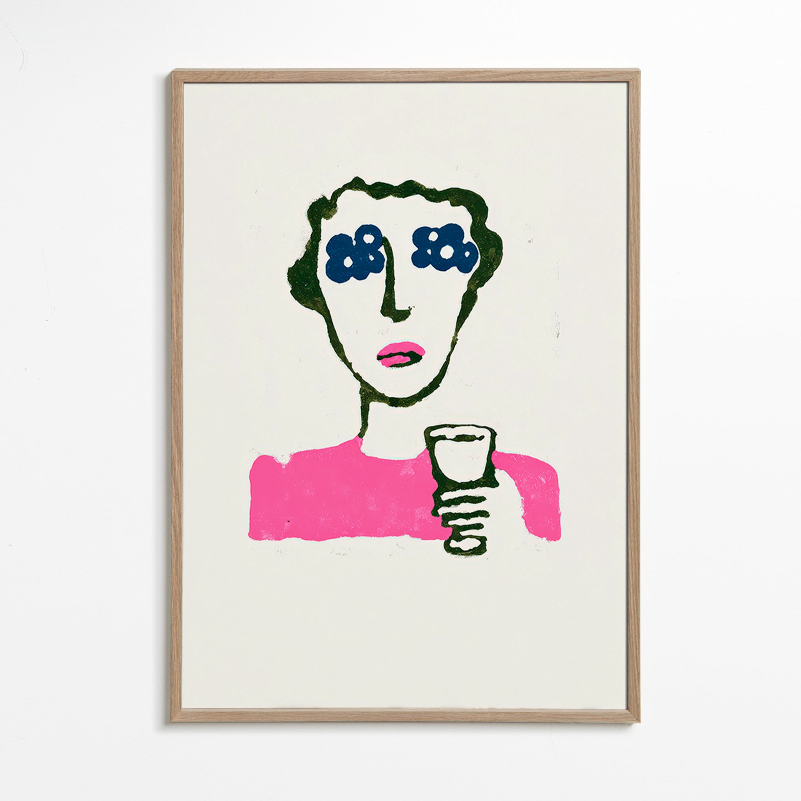 Ilustración floral con figura y vaso – Oak Frame