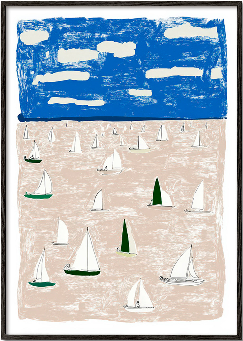 Cuadro de paisaje con veleros – Black Frame