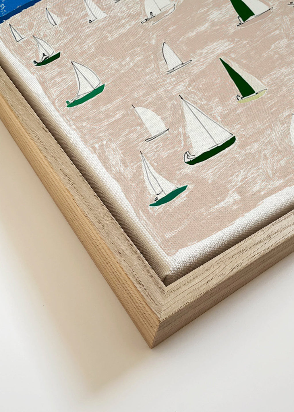Cuadro de paisaje con veleros – Canvas detail