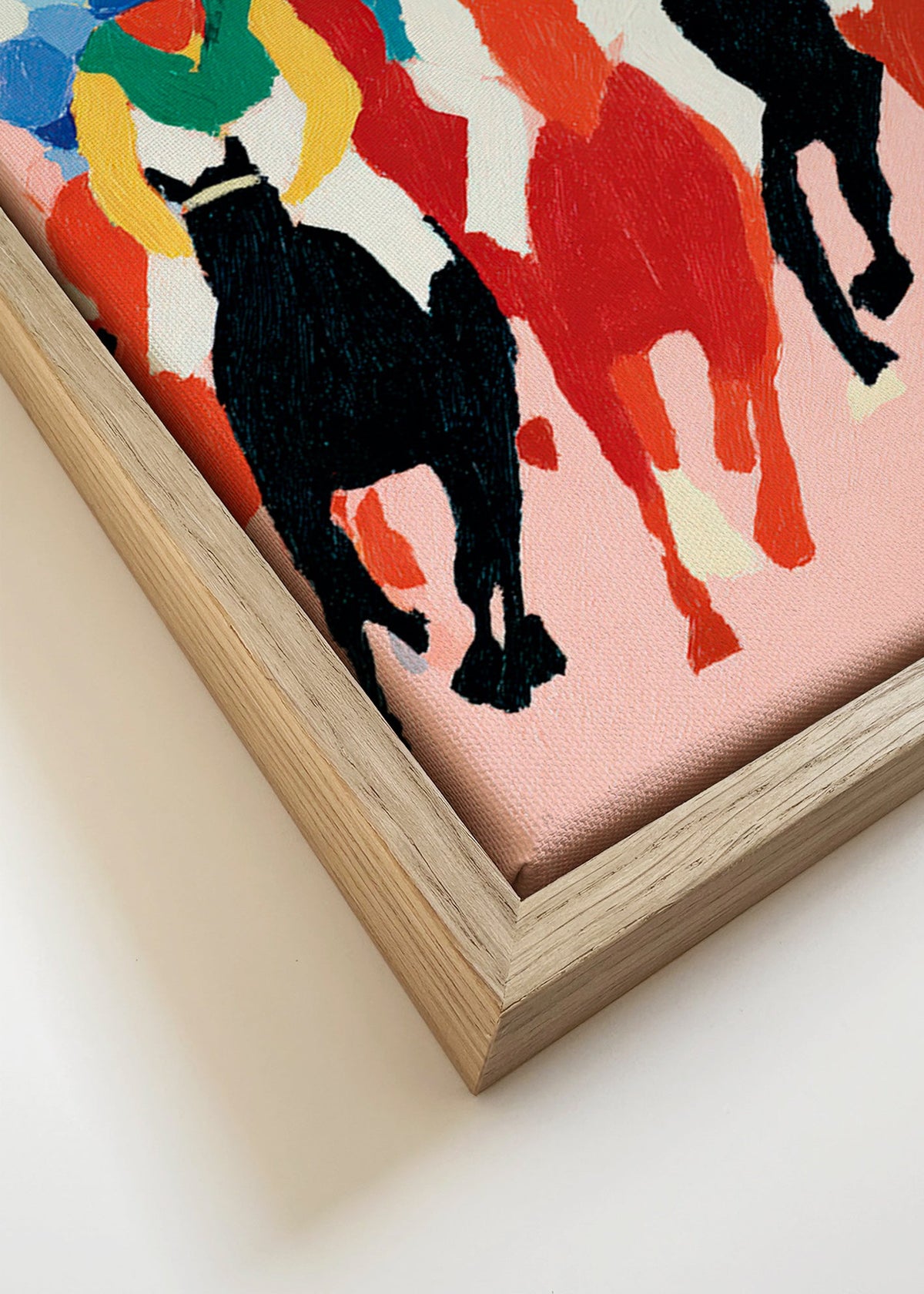 Cuadro deportivo con carrera de caballos colorista – Canvas detail