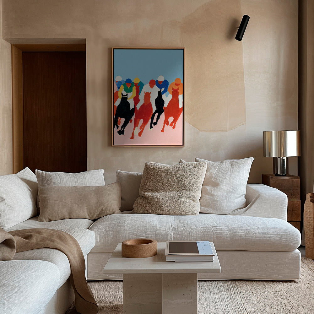 Cuadro deportivo con carrera de caballos colorista – Canvas2