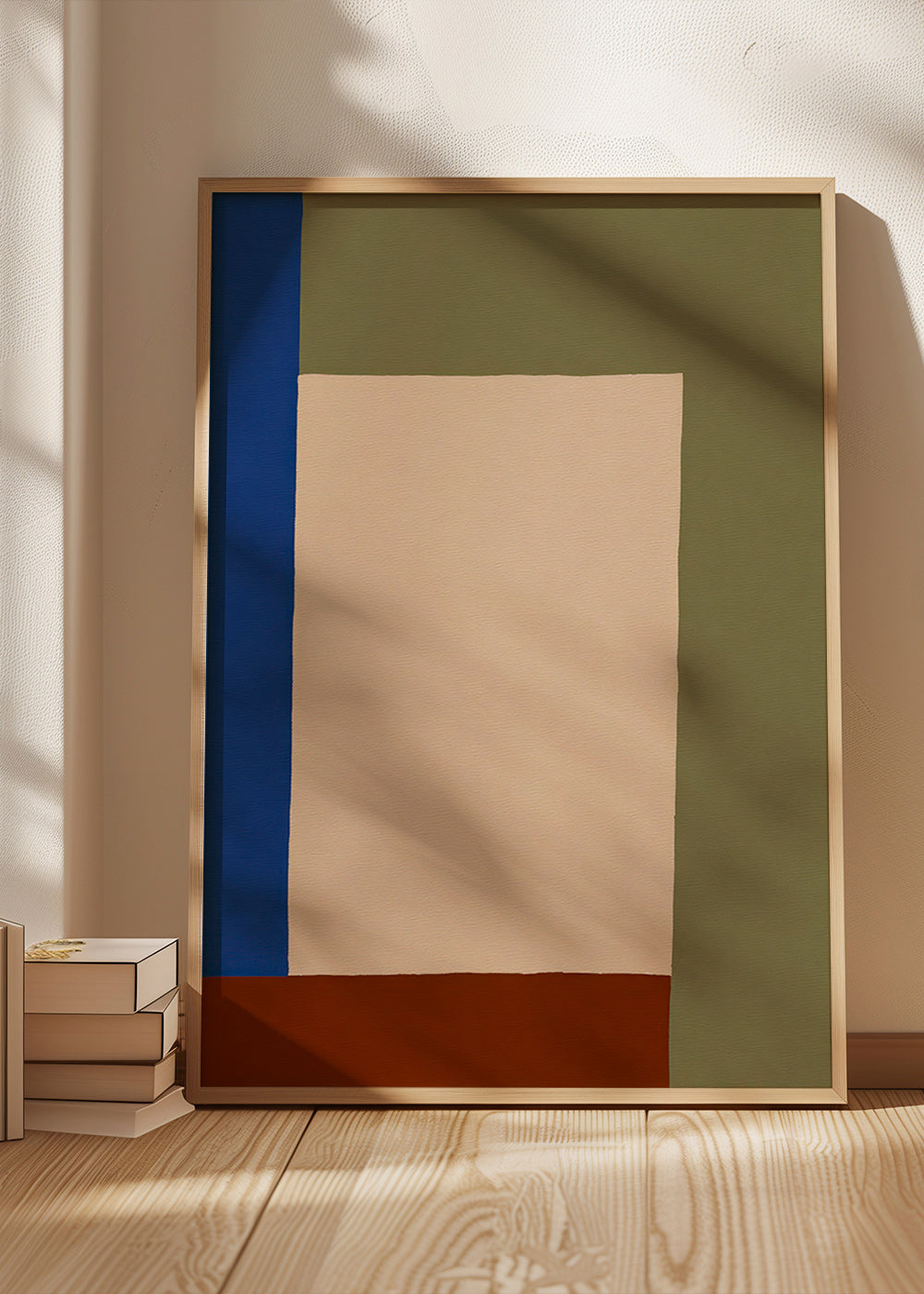 Cuadro geométrico con rectángulo central beige – Product2
