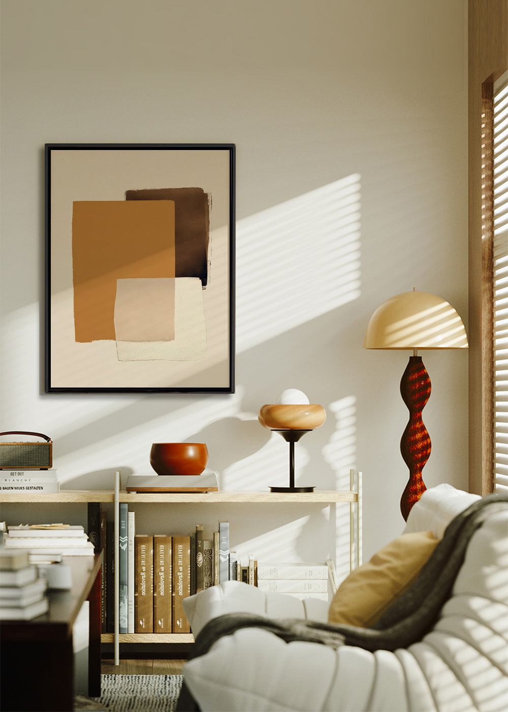 Cuadro abstracto en capas ocres – Canvas1
